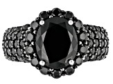 Black Spinel Rhodium Over Silver Ring 4.50ctw
