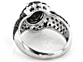 Black Spinel Rhodium Over Silver Ring 4.50ctw