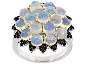 Multi-Color Opal Rhodium Over Sterling Silver Ring 0.30ctw
