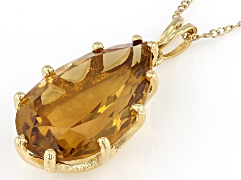 Citrine 18K Yellow Gold Over Sterling Silver Pendant with Chain 17.00ct