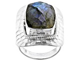 Gray Labradorite Sterling Silver Solitaire Ring