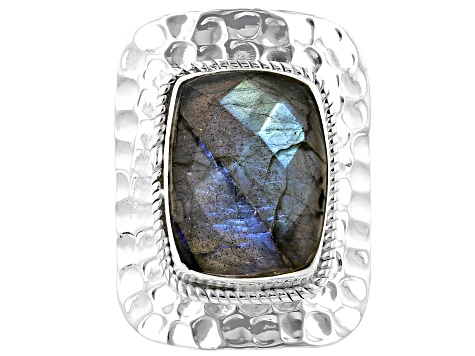 Gray Labradorite Sterling Silver Solitaire Ring