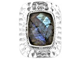 Gray Labradorite Sterling Silver Solitaire Ring