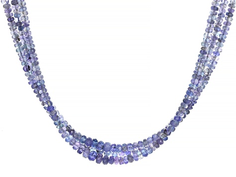 Tanzanite Bead Sterling Silver Necklace 185.00ctw
