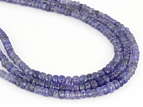Tanzanite Bead Sterling Silver Necklace 185.00ctw