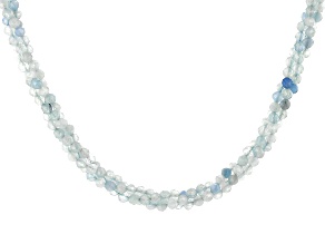 Blue Aquamarine Bead Sterling Silver Multi-Row Necklace 50.00ctw