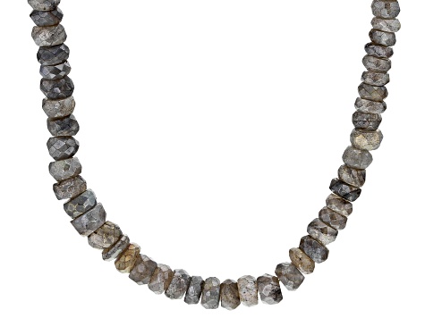 Gray Labradorite Bead Sterling Silver Necklace 87ctw