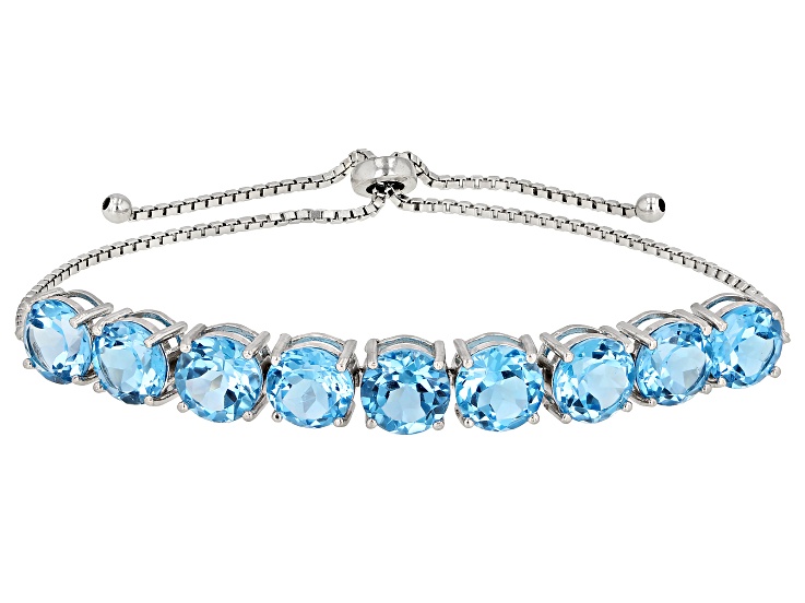●tow tow archive● dice bracelet blue TBH42ABTB017 Swiss Blue Topaz Rhodium Over Silver Bolo Bracelet 16.92ctw