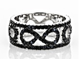 Black Spinel Rhodium Over Silver Eternity Band Ring 1.80ctw