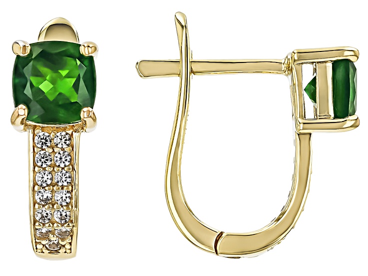 Green Chrome Diopside 18K Yellow Gold Over Sterling Silver Earrings 2.30tw