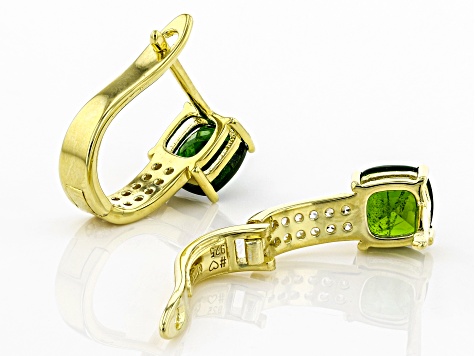 Green Chrome Diopside 18K Yellow Gold Over Sterling Silver Earrings 2.30tw