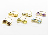 Multi-Gemstone 18k Yellow Gold Over Sterling Silver Set of 6 Dangle Earrings 31.00ctw