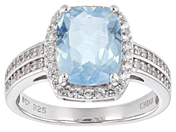 Picture of Aquamarine Rhodium Over Sterling Silver Ring 3.07ctw
