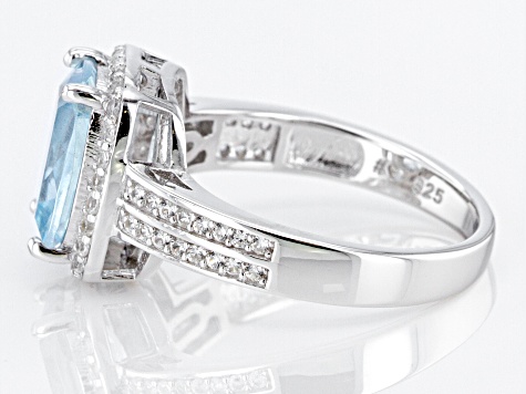 MARINE PUR CRYSTAL PREMIUM 2本セット Blue Aquamarine Rhodium Over Sterling Silver Ring 3.07ctw