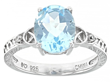 Picture of Sky Blue Topaz Rhodium Over Silver Ring 3.04ctw
