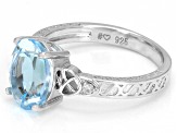 Sky Blue Topaz Rhodium Over Silver Ring 3.04ctw