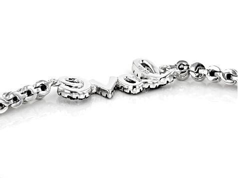Black Spinel Rhodium Over Sterling Silver Adjustable Love Bracelet 1.54ctw