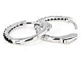 Black Spinel Rhodium Over Sterling Silver Hoop Earrings 0.48ctw