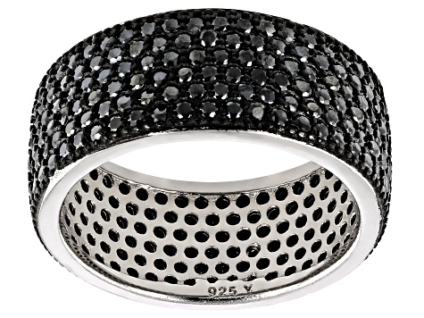Black Spinel Rhodium Over Sterling Silver Band Ring 2.95ctw