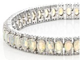 Ethiopian Opal Rhodium Over Sterling Silver Bracelet 13.11ctw