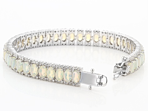 Ethiopian Opal Rhodium Over Sterling Silver Bracelet 13.11ctw