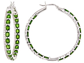 Chrome Diopside Rhodium Over Sterling Silver Earrings 6.30ctw
