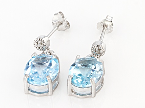 Sky Blue Topaz Rhodium Over Sterling Silver Earrings 5.42ctw