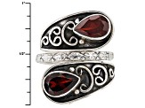 Red Garnet Sterling Silver Bypass Ring 3.00ctw