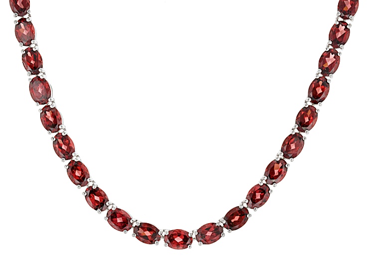 Red Garnet Rhodium Over Sterling Silver Necklace 58.89ctw