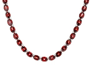 Red Garnet Rhodium Over Sterling Silver Necklace 58.89ctw