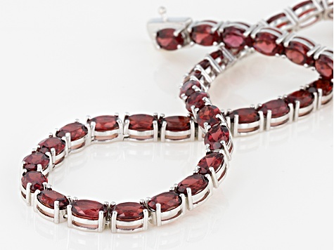 Red Garnet Rhodium Over Sterling Silver Necklace 61.00ctw