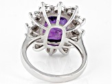Purple Amethyst Rhodium Over Sterling Silver Ring 6.45ctw