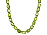 Green Peridot Rhodium Over Sterling Silver Necklace 38.40ctw