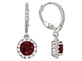 Red Garnet Rhodium Over Sterling Silver Earrings 2.63ctw