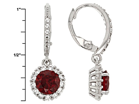 Red Garnet Rhodium Over Sterling Silver Earrings 2.63ctw