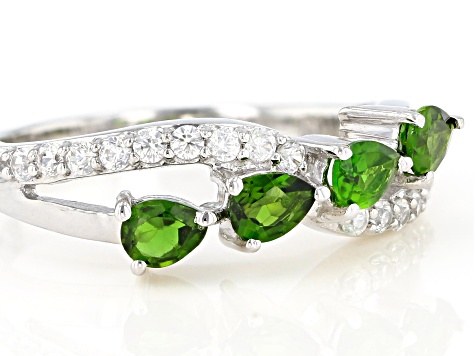 Green Chrome Diopside Rhodium Over Sterling Silver Ring 1.00ctw ...