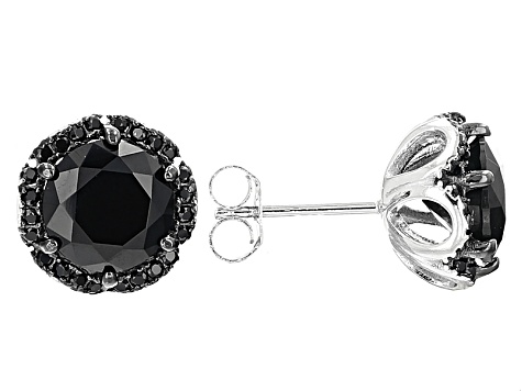 Black Spinel Rhodium Over Sterling Silver Earrings 4.55ctw