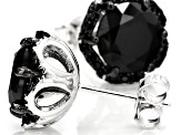 Black Spinel Rhodium Over Sterling Silver Earrings 4.55ctw