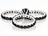 Black Spinel Rhodium Over Sterling Silver Set Of Three Rings 11.25ctw