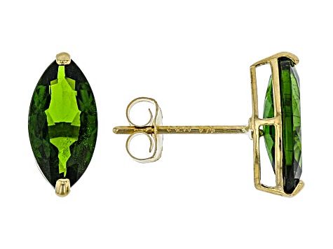 Green Russian Chrome Diopside 10k Yellow Gold Stud Earrings 1 80ctw Green Russian Chrome Diopside 10k Yellow Gold Stud Earrings 1 80ctw