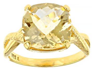 Picture of Yellow Brazilian Citrine 18k Yellow Gold Over Sterling Silver Ring 6.50ct