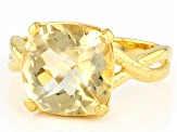 Yellow Brazilian Citrine 18k Yellow Gold Over Sterling Silver Ring 6.50ct