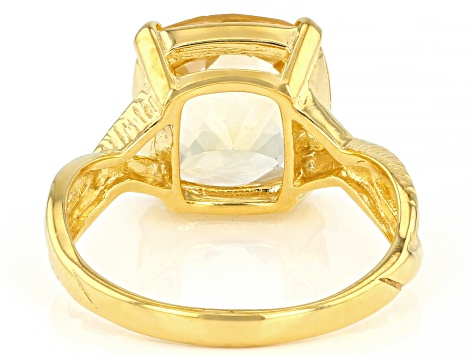 Yellow Brazilian Citrine 18k Yellow Gold Over Sterling Silver Ring 6.50ct