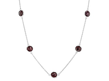 Picture of Red Ruby Rhodium Over Sterling Silver Station Necklace 17.00ctw