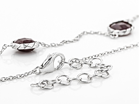 Red Ruby Rhodium Over Sterling Silver Station Necklace 17.00ctw