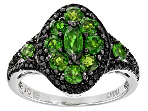Green Chrome Diopside Rhodium Over Sterling Silver Ring 1.93ctw