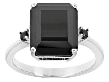 Picture of Black Spinel Rhodium Over Sterling Silver Ring 3.75ctw
