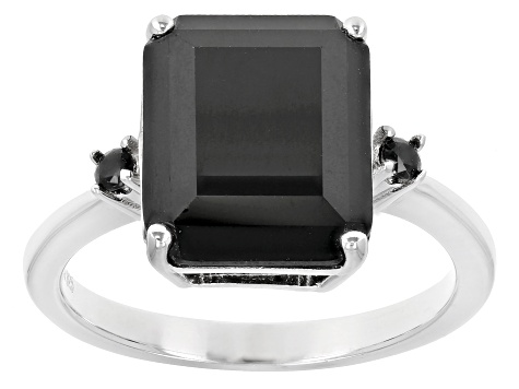 Black Spinel Rhodium Over Sterling Silver Ring 3.75ctw