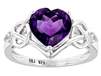 Picture of Purple Brazilian Amethyst Rhodium Over Sterling Silver Ring 2.45ctw