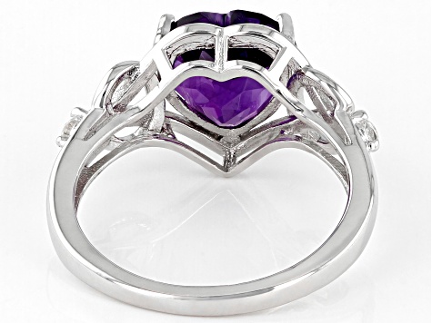 Purple Brazilian Amethyst Rhodium Over Sterling Silver Ring 2.45ctw